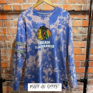 Custom made, NHL Chicago Blackhawks acid wash tee